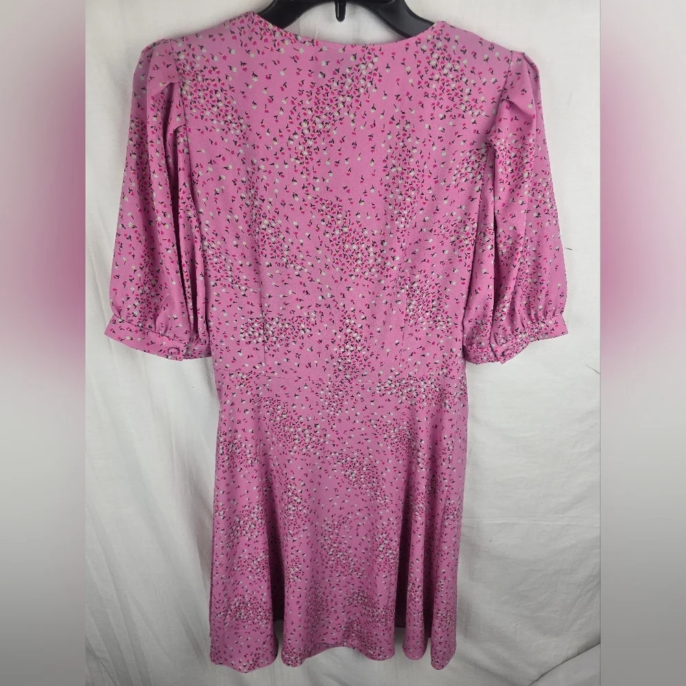 Kate Spade Pink Chilled Watermelon Meadow Floral Short Sleeve Wrap Dress Sz 6